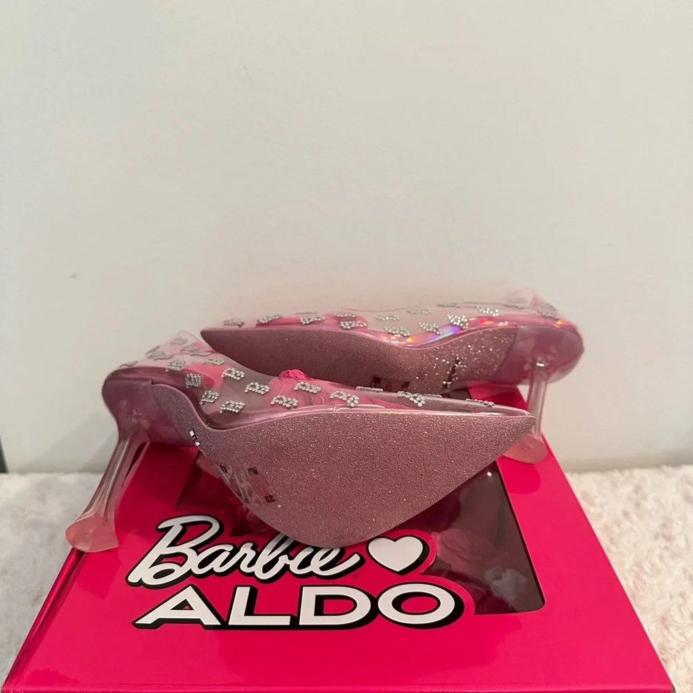Barbie x Aldo | Tessy Barbie Rhinestone Monogram Clear Pointed Toe Pumps - Picture 5 of 5